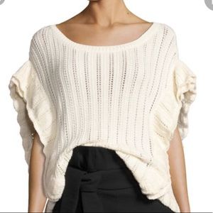 IRO Cream Dafgan Sweater Alpaca Ruffle XS Oversized Classic All Season Sold Out